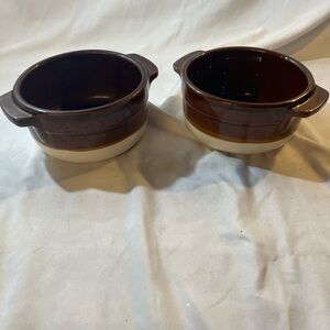 Brown and Cream Ceramic Bowls